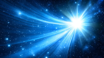 Fototapeta premium A bright blue star burst illuminating the night sky with scattered stars and cosmic beauty