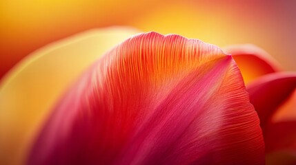 A vibrant close-up view of a tulip petal showcasing vivid colors. This image captures the delicate texture and natural beauty of the flower. Perfect for floral design. Generative AI