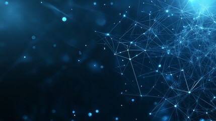 Luminous blue network connection with sparkling dots background. Based on Generative AI