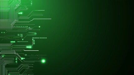 Abstract technology background for an exciting green presentation features dynamic geometric shapes and vibrant shades of green.