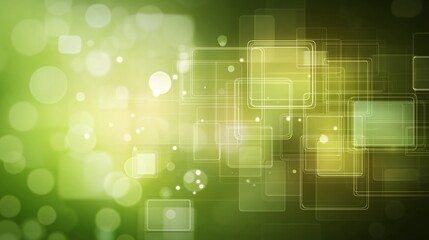 Abstract technology background for an exciting green presentation features dynamic geometric shapes and vibrant shades of green.