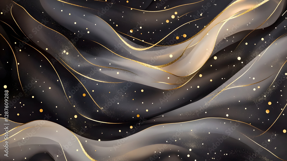 Aufkleber black and gold abstract background with wavy pattern design for creative projects