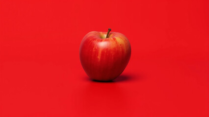 red apple on red background