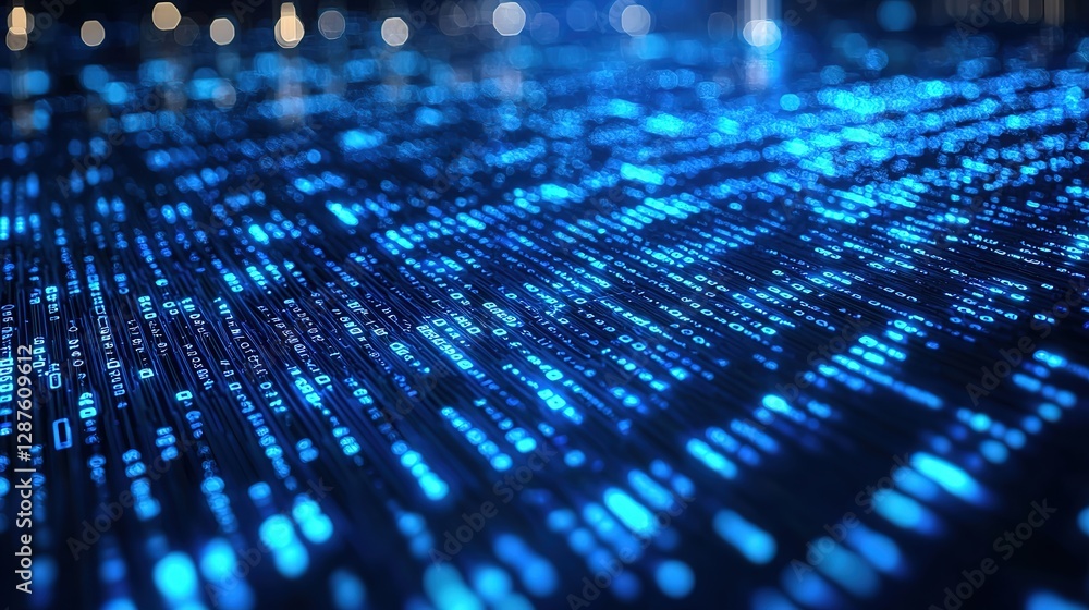 Poster data of crypto waves. 3d illustration of wavy lines in the information code field. data flow cyber c