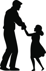 Father and Baby Silhouette Holding Hands