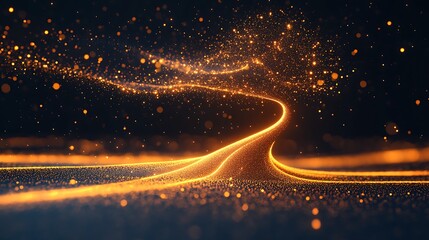 Golden particle pathway, abstract background, awards, celebration, use in presentation