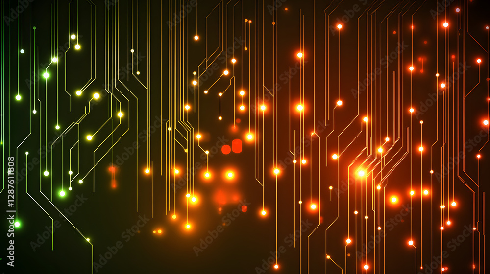 Poster close-up view of a complex electronic circuit board with various components and connections