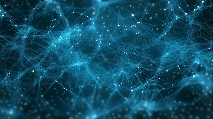 Luminous blue network connection with sparkling dots background. Based on Generative AI