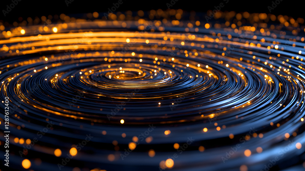 Poster close up image of a spiral of water with reflections and bubbles in a natural setting