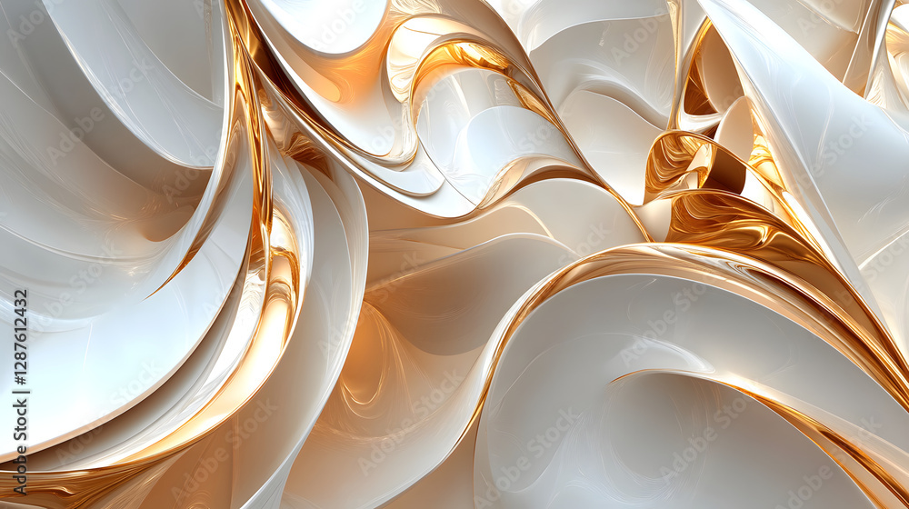 Poster white and gold abstract background with soft textures and fluid shapes for design projects