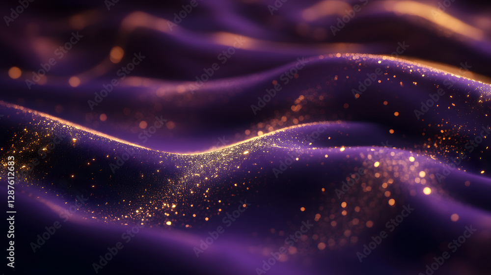 Poster purple and gold background with soft light blur creating an abstract artistic design