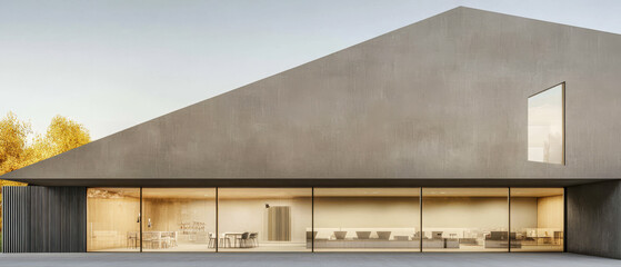 Modern architectural design highlights minimalist structure in urban park setting