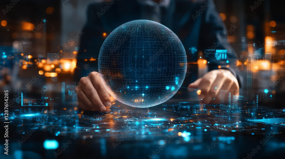 Poster transforming business strategies with digital technology and data analysis