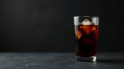 A Refreshing Glass of Iced Coffee on a Dark Surface