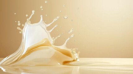 Texture of clean water with splashes on beige background