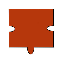 vector illustration of realistic puzzle edge in brick brown. isolated white background