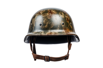 Old vintage army helmet isolated on transparent background