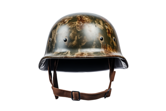 Old vintage army helmet isolated on transparent background