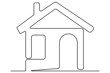 Continuous one line House concept outline isolated on white background illustration
