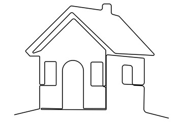 Continuous one line House concept outline isolated on white background illustration

