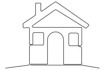 Continuous one line House concept outline isolated on white background illustration
