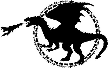 Dragon silhouette, Dragon, logo, vector, silhouette,  Dragon, animal, illustration, icon, sign, design, black, symbol, pet, love
