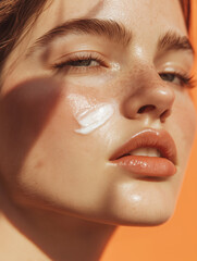 close up of young woman face