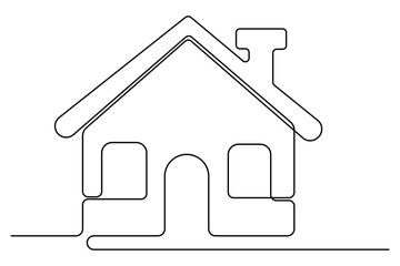 Continuous one line House concept outline isolated on white background illustration
