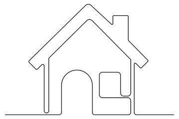 Continuous one line House concept outline isolated on white background illustration
