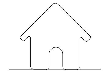 Continuous one line House concept outline isolated on white background illustration
