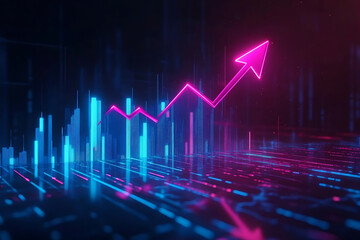 Fototapeta premium A digital representation of a rising graph with vibrant colors, symbolizing growth and progress.