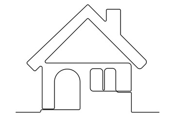 Continuous one line House concept outline isolated on white background illustration
