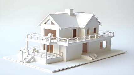 Intricate White Miniature House Model – A Modern Architectural Marvel

