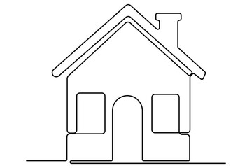 Continuous one line House concept outline isolated on white background illustration
