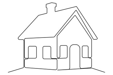 Continuous one line House concept outline isolated on white background illustration
