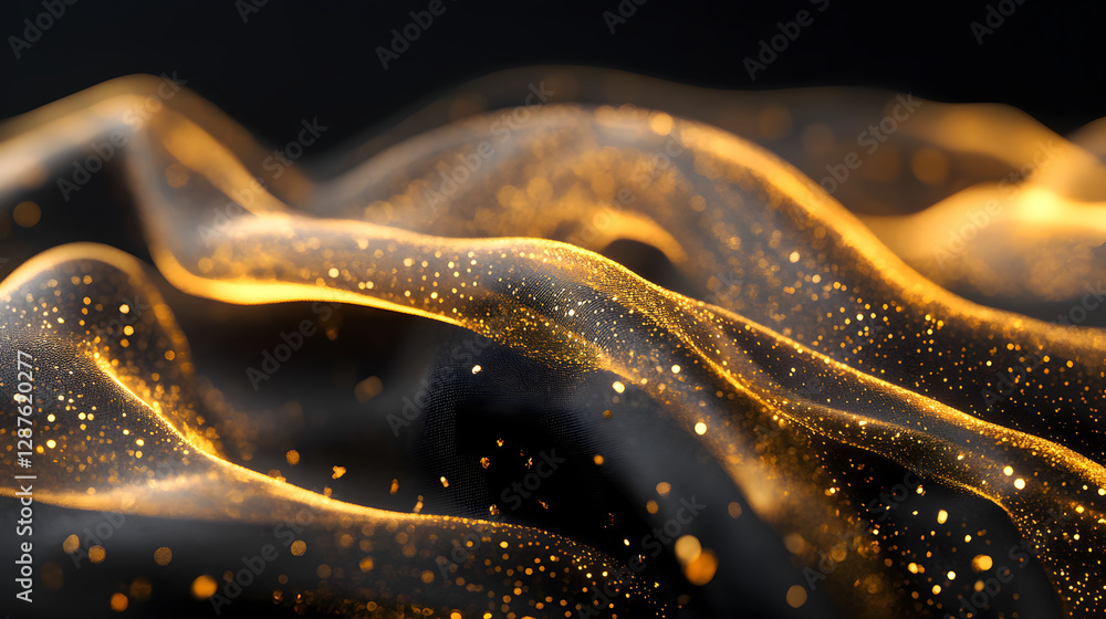 Aufkleber close up of a black and gold textured background with abstract patterns and details
