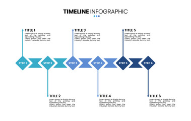 Rhombus timeline infographic 6 options, step, sequence. Six stage infographic template for business presentations