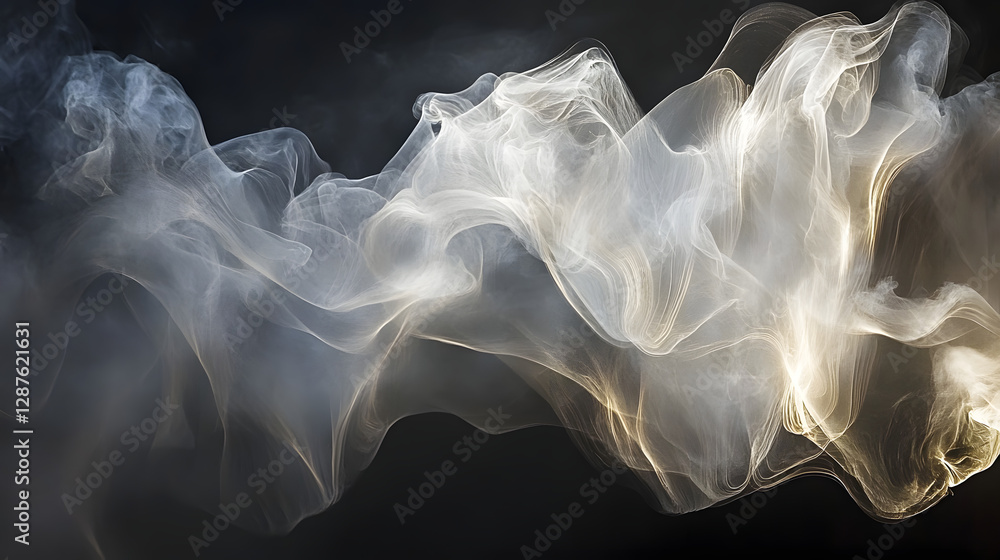 Poster dense swirling smoke on a black background creating an abstract artistic effect for backgrounds or t