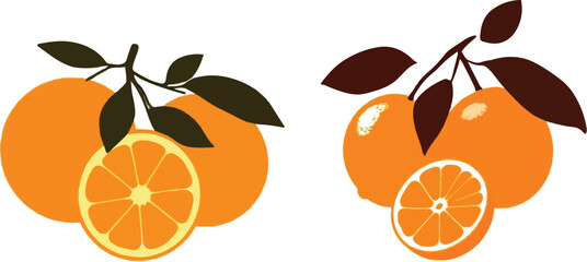 Citrus Fruit Silhouette Vector - Isolated Orange, Lemon, and Tangerine Illustration