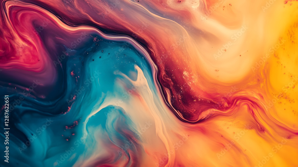 Poster abstract fluid shapes and patterns in vibrant colors creating a dynamic and visually engaging backgr