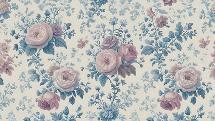 Timeless Elegance: Vintage Toile De Jouy Floral Pattern
