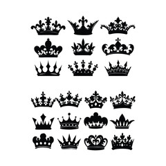 Collection of Elegant Black Crown Silhouettes