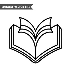 open book icon, book line art vector illustration