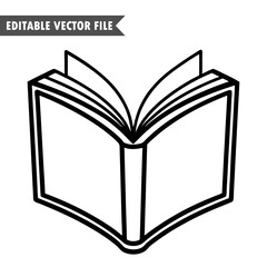 open book with heart shape, book line art vector design