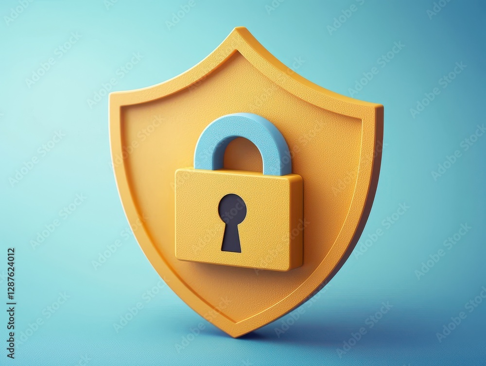 Poster protection connection sign proxy vpn concept. shield with a padlock symbolizing security and protect