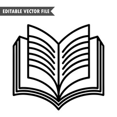 open book with pages, book line art vector design