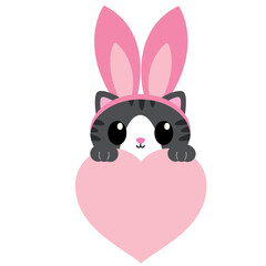 grey cat, Easter kitten, cute feline, bunny ear cat, cat with Easter eggs, springtime kitty, festive cat illustration, adorable Easter pet, cat with basket, pastel holiday cat, playful Easter feline, 