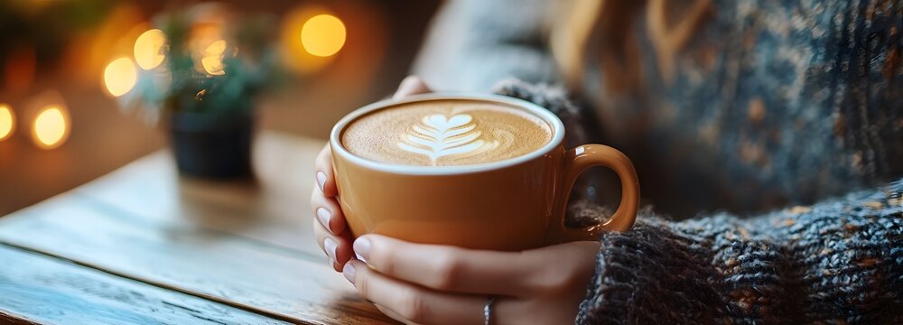 A coffee lover enjoying a warm cup in a cozy cafe setting