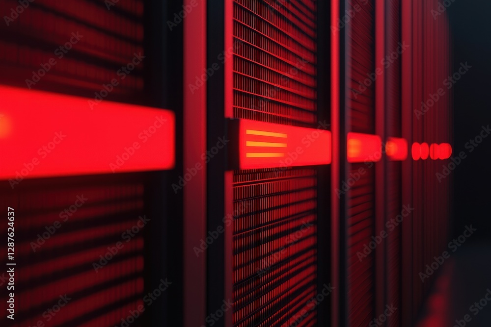 Aufkleber protection connection sign proxy vpn concept. sleek server racks illuminated by red lights, creating