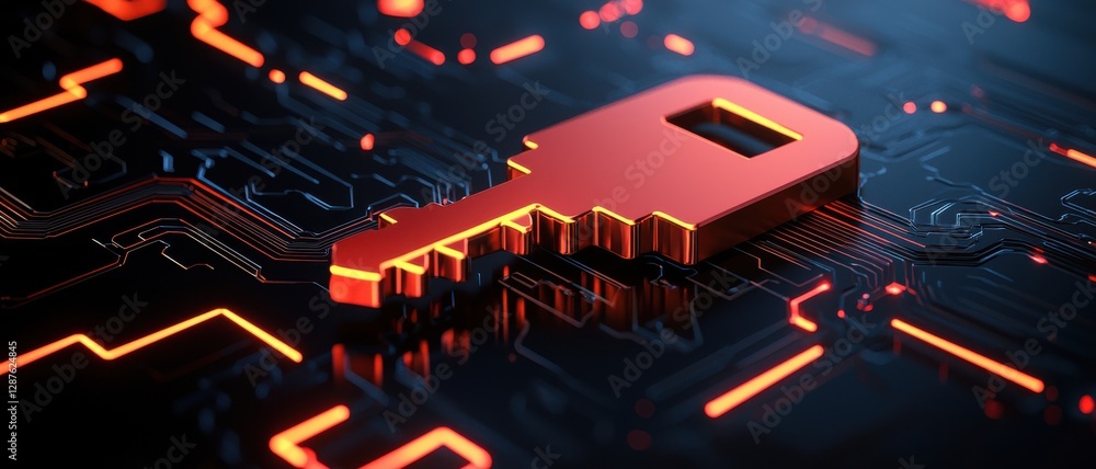 Aufkleber protection connection sign proxy vpn concept. digital key on a circuit board background, symbolizing